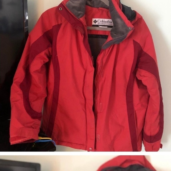 RED Women's Columbia Hooded Winter Ski Jacket  Size S/M Waterproof - Picture 13 of 14